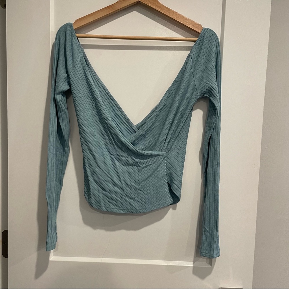 Reformation Light Blue Long Sleeve Women's Blouse